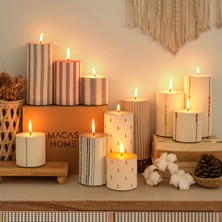Macas Home Iris Kumaş Kaplamalı Silindir Kokusuz 3'lü Set Mum Irismum