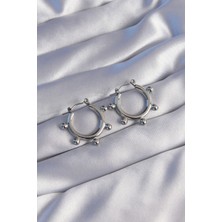 Skygo 316L Çelik Gümüş Renk Topçuk Tasarımlı Oval Küpe - TJ-BKP9043