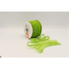 Gül Fırfırlı Lastikler 18 mm Genişlik - 25 mt Fıstık Yeşili