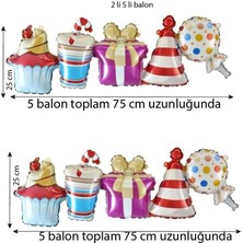 Pandoli Shape Şekilli Yılbaşı Temalı 5 Li 2 Paket Bitişik Folyo Balon 75 X 25 Cm