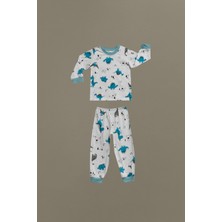 Baby Class Erkek Çocuk  Pamuklu Uzun Kollu Pijama Takımı Dinazor 3-4 Yaş