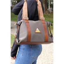 Su Geçirmez Golden Polo Taba Şerit Detaylı Gri Şık Çanta