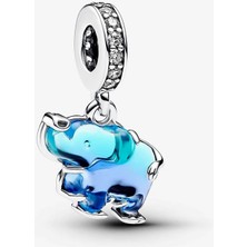 Pandora Mavi Murano Camı Charm 925 Ayar Gümüş Fil Sallantılı 793339C01