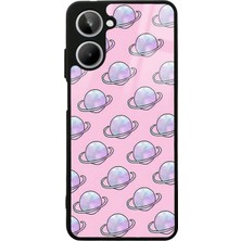 S-Case Oppo Realme 10 Pembe Saturn Tasarımlı Glossy Telefon Kılıfı