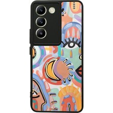 S-Case Vivo V30 Lite Suluboya Retro Göz Tasarımlı Glossy Telefon Kılıfı