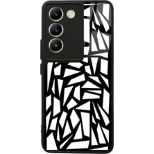 S-Case Vivo V30 Lite White And Black Tasarımlı Glossy Telefon Kılıfı
