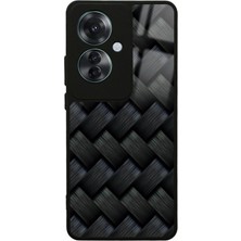 S-Case Oppo Reno 11F 5g Siyah Hasır Tasarımlı Glossy Telefon Kılıfı