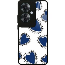 S-Case Oppo Reno 11F 5g Mavi Kalp Tasarımlı Glossy Telefon Kılıfı
