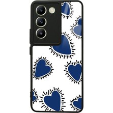 S-Case Vivo V30 Lite Mavi Kalp Tasarımlı Glossy Telefon Kılıfı