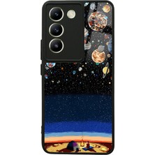 S-Case Vivo V30 Lite Gezegenler Altında Kamp Tasarımlı Glossy Telefon Kılıfı