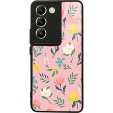 S-Case Vivo V30 Lite Pinky Flowers Tasarımlı Glossy Telefon Kılıfı