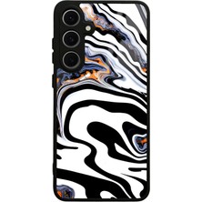 S-Case Samsung S24 Fe Beyaz Mermer Tasarımlı Glossy Telefon Kılıfı