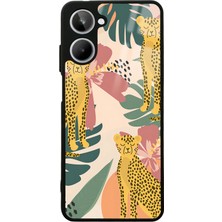 S-Case Oppo Realme 10 Çiçekli Leopar Tasarımlı Glossy Telefon Kılıfı
