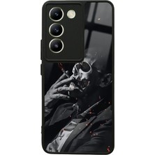 S-Case Vivo V30 Lite Smoke Skull Tasarımlı Glossy Telefon Kılıfı