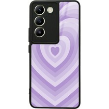 S-Case Vivo V30 Lite Lila Kalp Tasarımlı Glossy Telefon Kılıfı