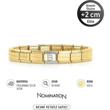 Nomination Italy Composable  Klasik Paslanmaz Çelik Gold  Bileklik ve 18K Altın Glitterlı Harf B
