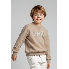 Minojoy Fersa Taş Rengi Baskılı Pamuklu Erkek Çocuk Sweatshirt