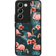 S-Case Vivo V30 Lite Flamingo Leaf Tasarımlı Glossy Telefon Kılıfı