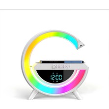 Cevval BT-3401 Kablosuz Şarj Standı Rgb Ledli Dijital Saatli Alarmlı Radyolu Bluetooth Hoparlör