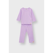 Zuzunga Basic Fitilli Interlok Kumaş %100 Pamuk 1-5 Yaş Lila Bebek Pijama Takımı