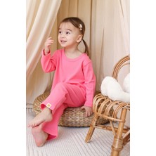 Zuzunga Basic Fitilli Interlok Kumaş %100 Pamuk 1-5 Yaş Pembe Bebek Pijama Takımı