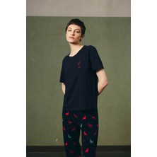 Kadın Pamuklu Kısa Kollu Pijama Üstü
