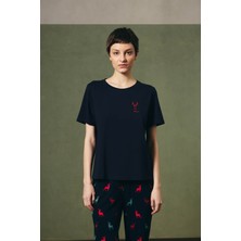 Kadın Pamuklu Kısa Kollu Pijama Üstü