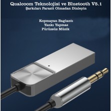 TEKNETSTORE Bluetooth Wireless Bt5.1 USB To 3,5mm Araç Kiti Bluetooth Araç Içi Fm Transmitter Hifi Ses Destekli