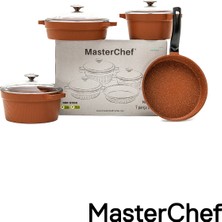 Master Chef 7 Parça Döküm Çizgili Tencere Seti - Dayanıklı Yanmaz ve Yapışmaz - Eşit Isı