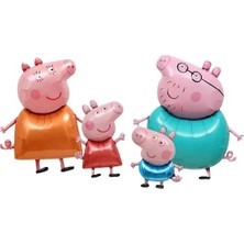 Parti Dükkanım Peppa Pig Ailesi Folyo Folyo Balon Seti 4'lü