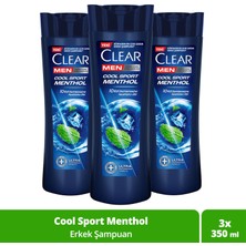 Clear Men Kepeğe Karşı Etkili Şampuan Cool Sport Menthol Ferahlatıcı Mentol Etkisi 350 ml x3