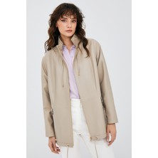 Derimod Nancy Kadın  Kapüşonlu Deri Mont