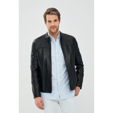 Derimod Neymar Erkek Siyah Slim-Fit Kısa Deri Ceket 21SGD6402U4