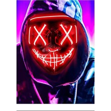 Vothoon Hallowen LED Işıklı Neon Parti Maske 3 Modlu Parti Eğlence Maskesi Yılbaşı