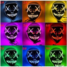 Vothoon Hallowen LED Işıklı Neon Parti Maske 3 Modlu Parti Eğlence Maskesi Yılbaşı