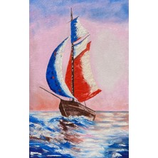 Craft Pen Yağlı Boya  Tablo Gün Batımın Da Deniz Çağrı Tunç Imzalı (El Yapımı)