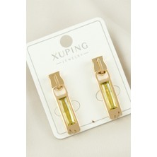 Xuping Fermuar Zirkon Taşlı Lüks Çelik Küpe