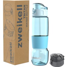 Zweikell Pivot Switch Aqua Blue Bpa Içermez 650 ml Tritan Kırılmaz Suluk - Su Matarası - Yedek Kapak Hediyeli