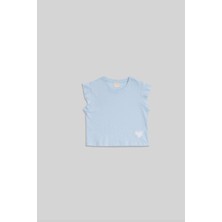 Minojoy Merisa Mavi Kalpli Pamuklu Kız Çocuk Tshirt