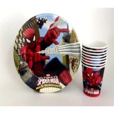 Evinss Doğum Günüspiderman Tabak Bardak Seti 8 Li