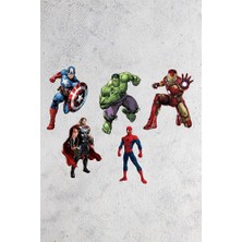 Kapbirhediye Marvel Avengers Hulk- Ironman- Captain America -Thor- Örümcek Adam Duvar Ahşap Süsü