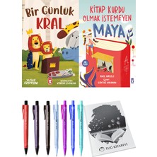 Kitap Kurdu Olmak İstemeyen Maya ve Bir Günlük Kral 2'li Set - Kalem
