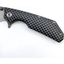 Hammertone Grip Katlanır Damascus Çakı - Gri