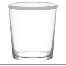 Lav Bodega Cam Saklama Kabı 6'lı Küçük Boy 345 ml Yuvarlak Beyaz Plastik Kapaklı (Kahvaltılık )