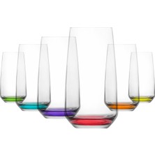 Lav Lal Cam Meşrubat Bardağı 6'lı 480 ml Karışık Renkli (Büyük Su/Kokteyl Bardağı )