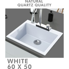 Hena Surface Granit Eviye 1 Gözlü Beyaz 60 x 50 Kuvars