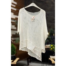 Asimetrik Kısa Kol File Detay Bluz