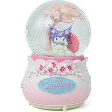Kuromi Kar Küresi Hello Kitty ve Kuromi Temalı Müzikli Pilli Renkli Işıklı Dekoratif Hediyelik