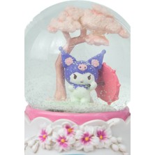 Kuromi Kar Küresi Hello Kitty ve Kuromi Temalı Müzikli Pilli Renkli Işıklı Dekoratif Hediyelik