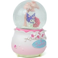 Kuromi Kar Küresi Hello Kitty ve Kuromi Temalı Müzikli Pilli Renkli Işıklı Dekoratif Hediyelik